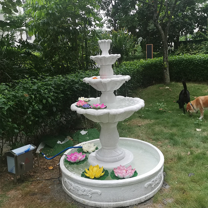 Wedding Fountain - ヨーロッパ風の3階建てウェディング噴水中庭装飾バルコニー、シンプルな流水装飾、ウェディングチェックイン用の願い事プラーク