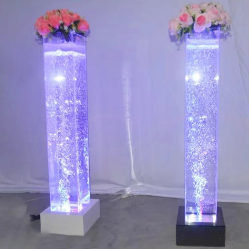 Wedding Fountain - カスタムメイドMDF製LEDカラーチェンジアクリルスクエアチューブウェディングパーティーデコレーションダンシングファウンテンバブルピラー