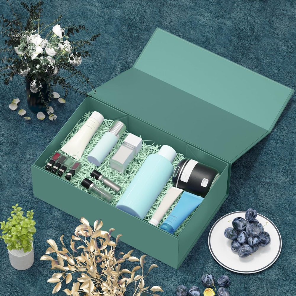 Wedding Packaging - グリーンギフトボックス マグネット開閉式 折りたたみ式長方形プレゼントボックス ブライズメイドプロポーズ 結婚式 クリスマス