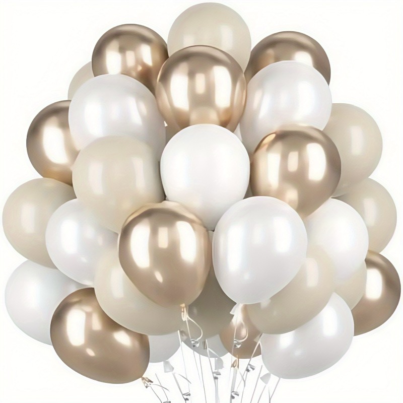 Confetti Balloon Set - 60個入りバルーンパック ベージュシャンパンゴールドバルーン 10インチヌードラテックスバルーン ボヘミアンウェディングや誕生日パーティーのデコレーションに