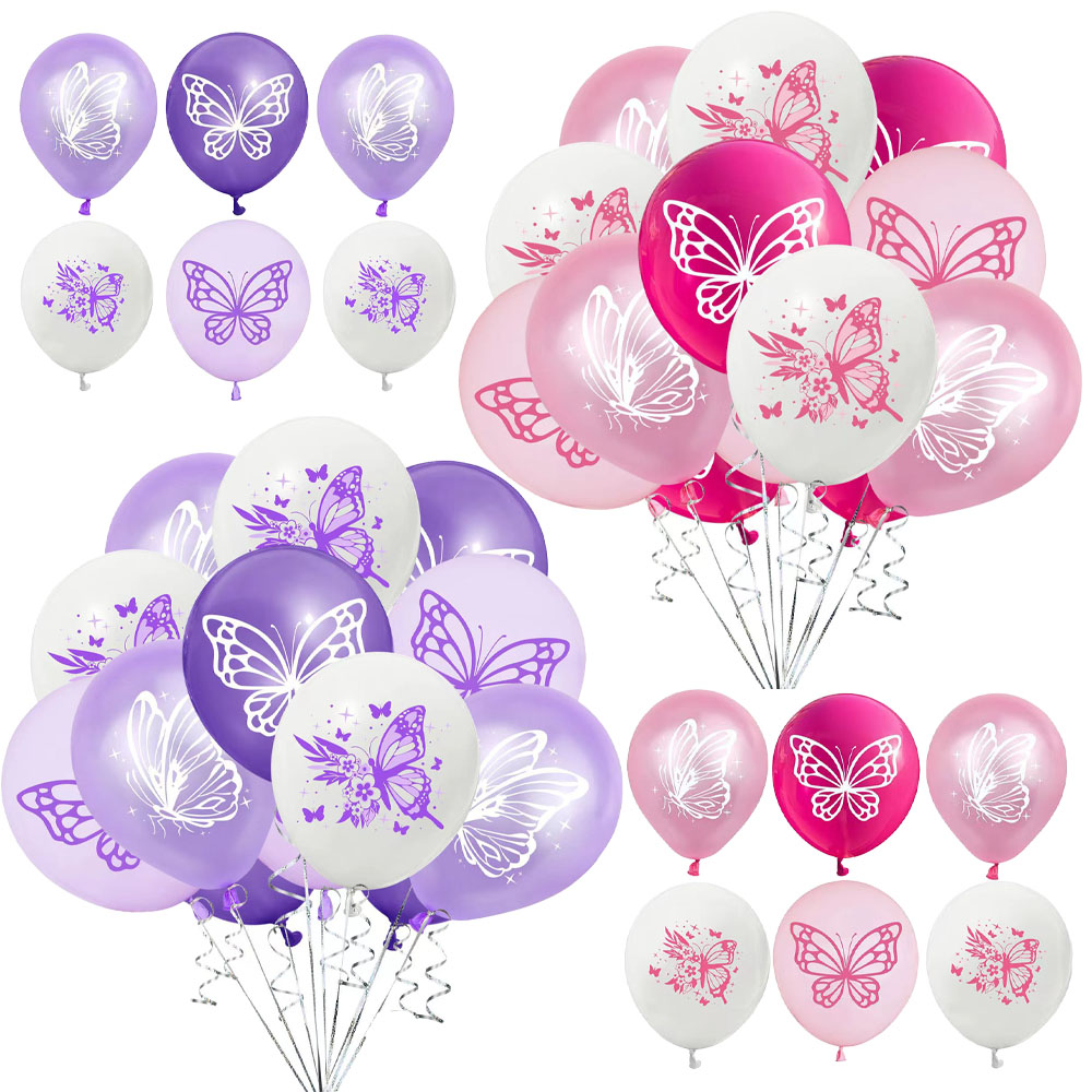 Confetti Balloon Set - 12個 12インチ 蝶々 プリント ラテックス バルーン