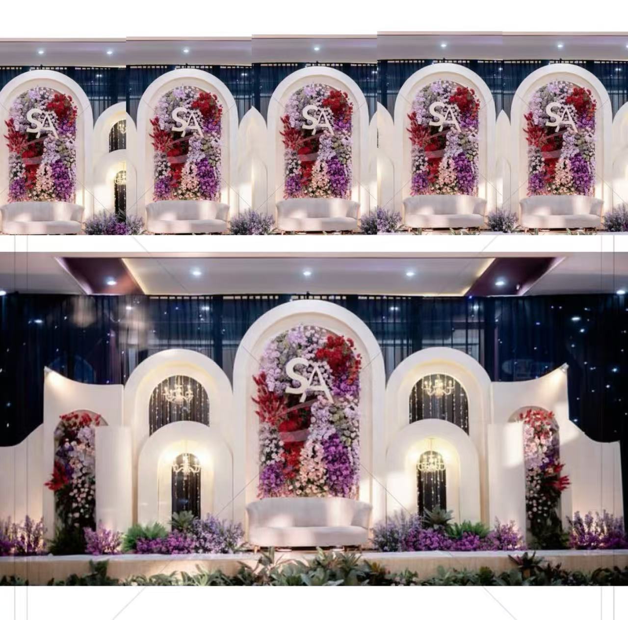 Wedding Supply Rentals - 結婚式の装飾用品 PVCアーチ型背景スタンド カスタムウェディングステージ ホワイトイベント 多層背景レンタル