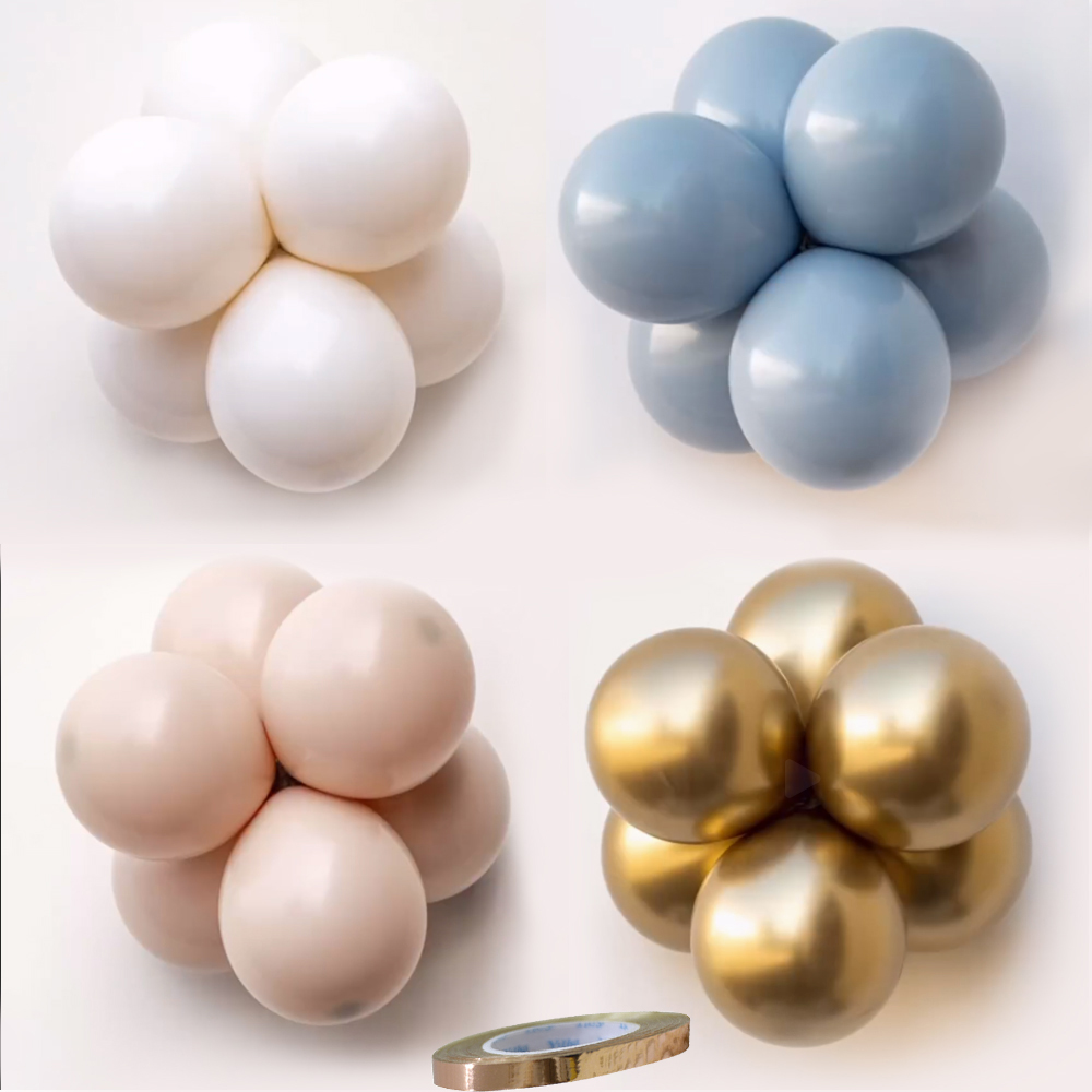 Wedding Supply Kit - 15/20 個 10 インチレトロバルーンセットヴィンテージブルーベージュ風船結婚式ハッピーバースデーパーティーの装飾 DIY パーティー用品