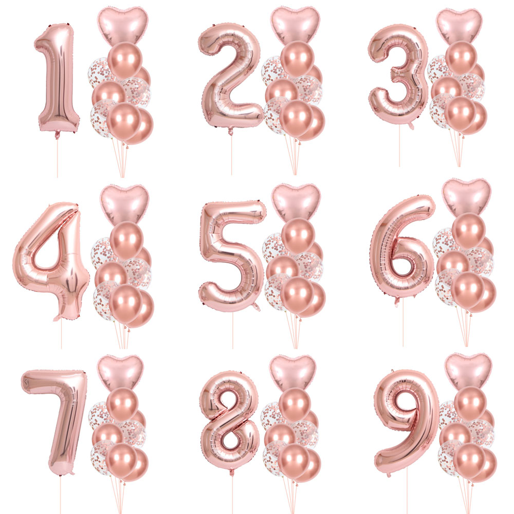 Wedding Ceremony Supply - 40インチ 0-9 ローズゴールド数字バルーンセット 誕生日パーティー 結婚式のお祝い セレモニー
