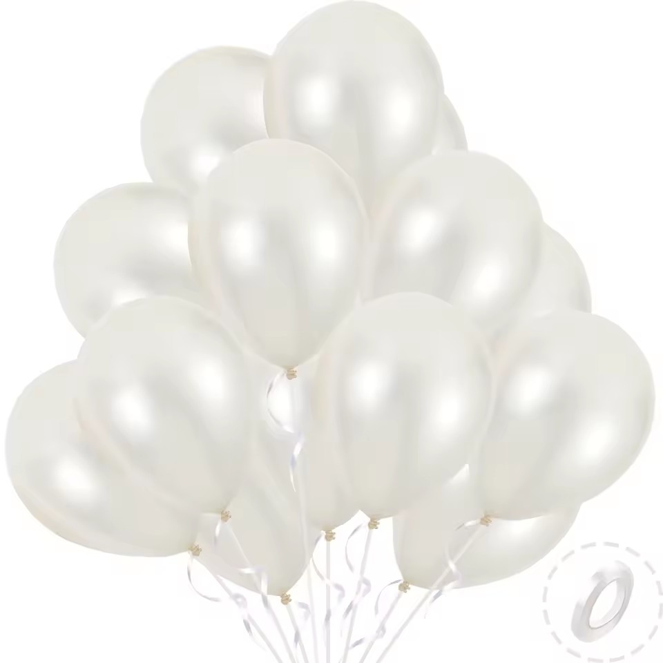 Confetti Balloon Set - 21 個真珠光沢のある白い風船 5/10/12 インチラテックスバルーンセットガーランド結婚式ベビーシャワー誕生日装飾パーティー用品