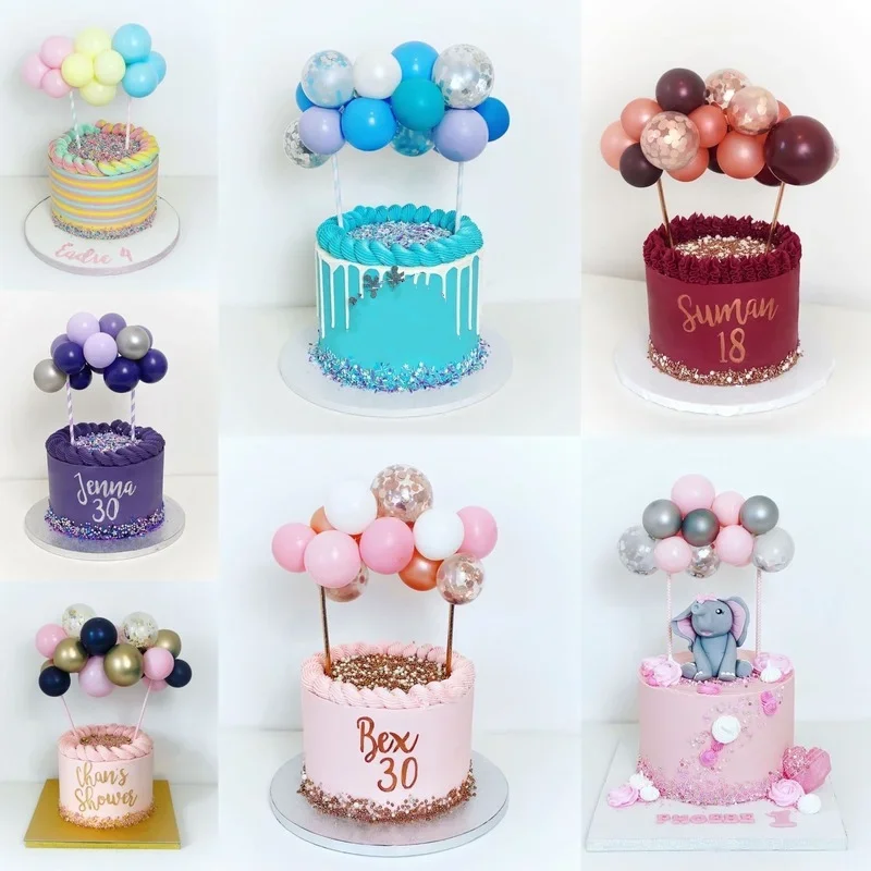Confetti Balloon Set - 10 個 5 インチバルーンケーキトッパー金属紙吹雪ボール雲の形誕生日ベビーシャワーウェディングパーティーの装飾 DIY 用品