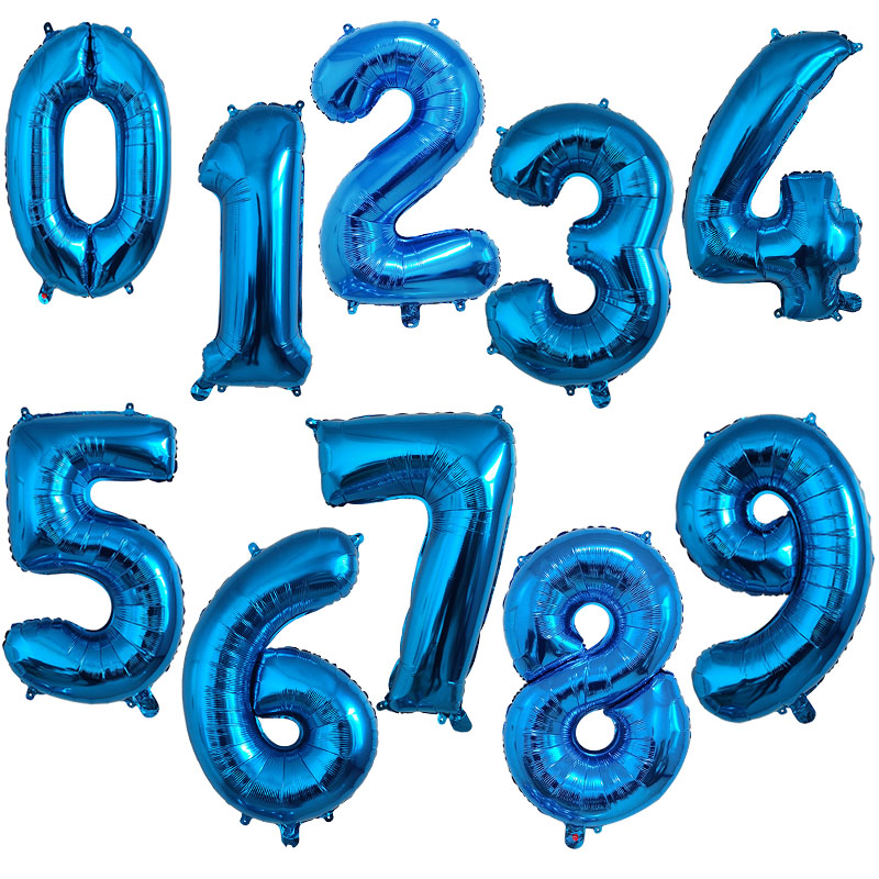 Confetti Balloon Set - 32 インチホイルヘリウムブルー番号 10 20 30 40