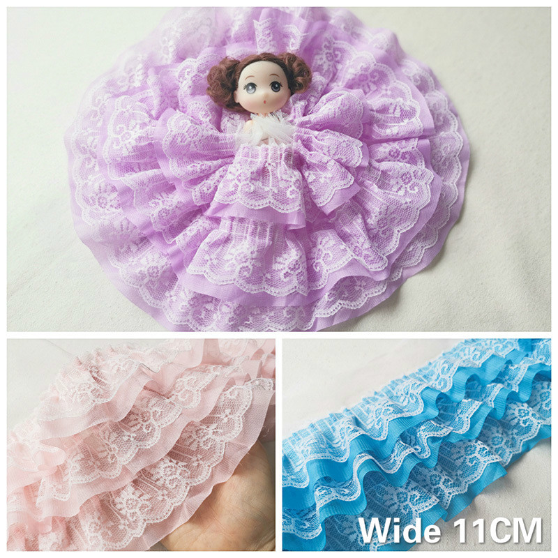 Wedding Water Supply - 3dプリーツシフォン生地,幅11cm,レース,フラウンス,カラートリム,刺繡リボン,日曜大工,ウェディングドレスの縫製用品,新品