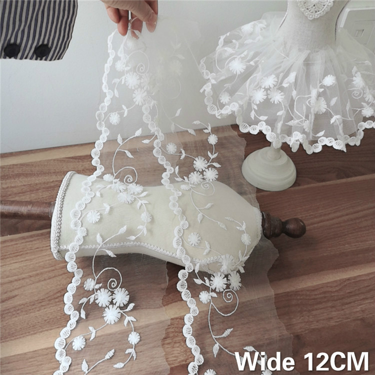 Wedding Water Supply - 白いチュールメッシュ,幅12cm,3dフラワーレース刺繍生地,ギピュールトリムリボン,ウェディングドレス,日曜大工,アパレル,縫製工芸品