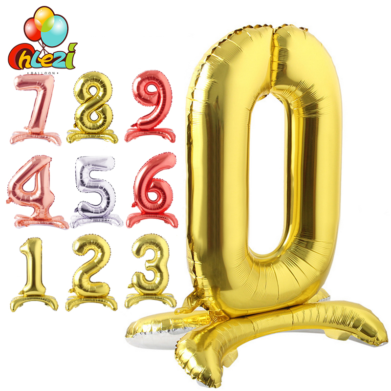 Confetti Balloon Set - 新着 32 インチスタンド番号ホイルバルーンローズゴールドシルバーレッドバルーン結婚式誕生日パーティーの装飾子供のおもちゃシャワー