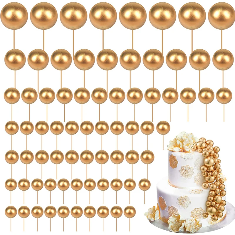 Confetti Balloon Set - 80個 ゴールドボール ケーキトッパー ミニバルーン ケーキトッパー シルバーフォームボール