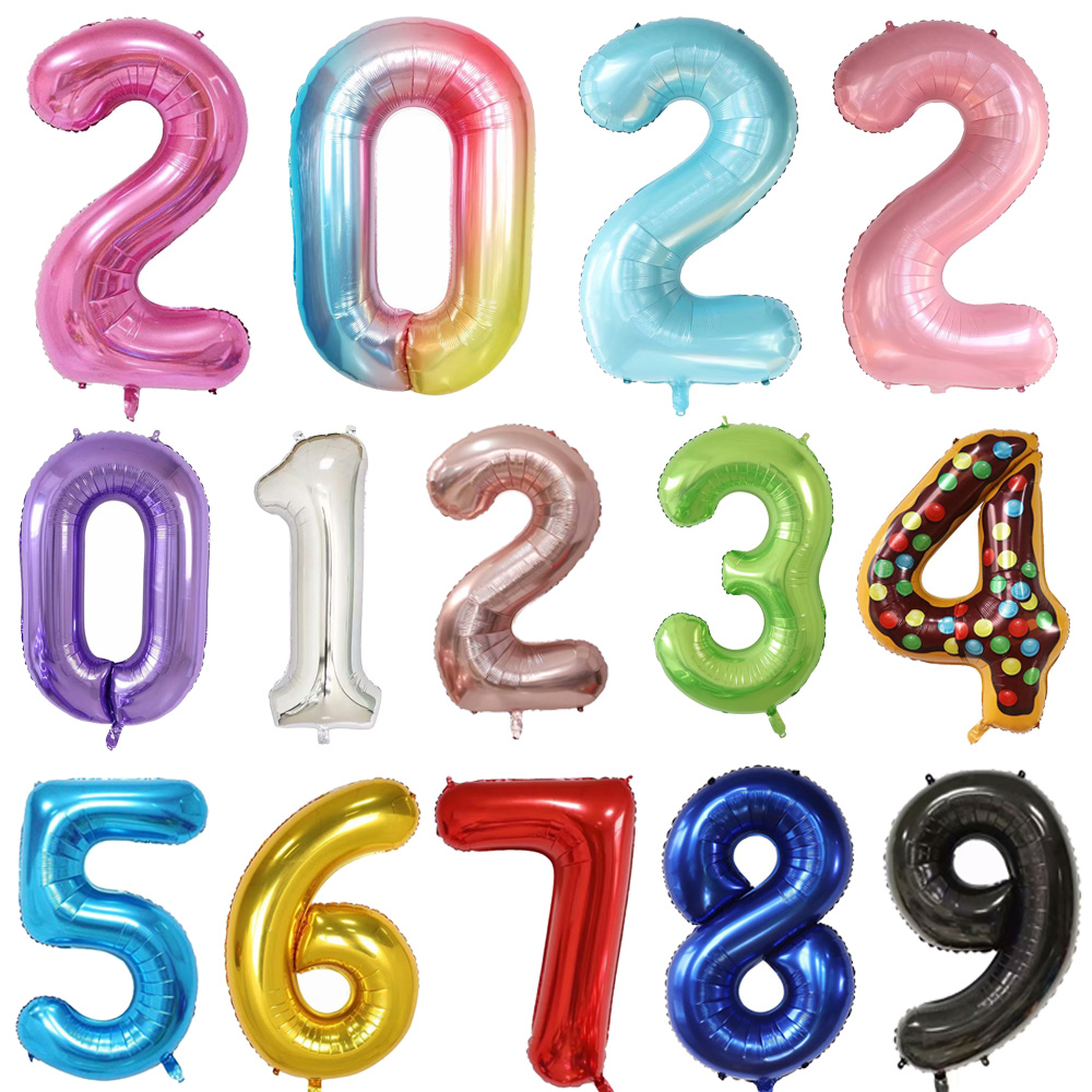 Confetti Balloon Set - 30 40 インチ誕生日番号バルーンビッグローズゴールドシルバーフィギュアホイルバルーン結婚式ベビー誕生日パーティーの装飾子供グロボス