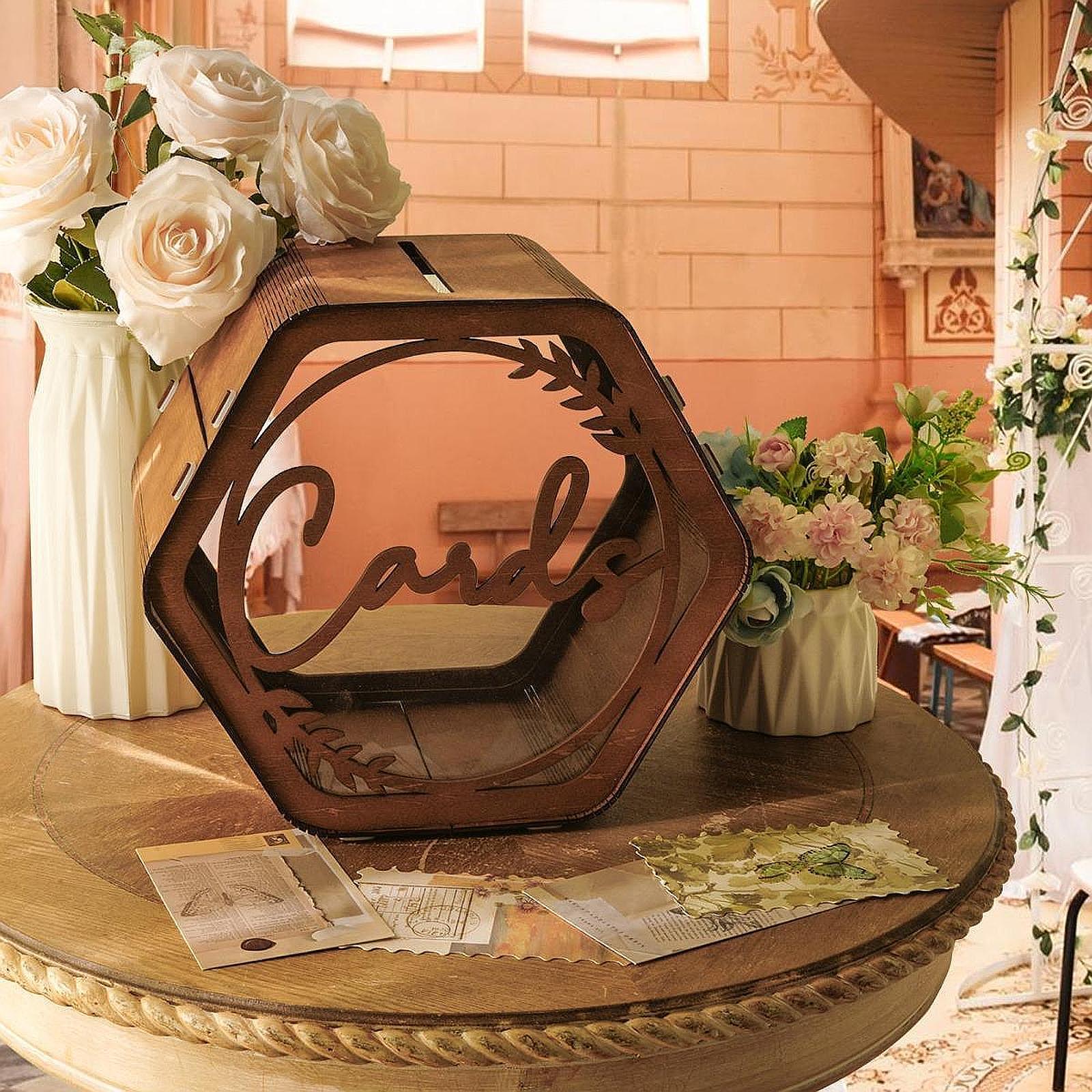 結婚式のカードボックス スロット付き 装飾的なグリーティング - Wedding Card Box のレビューと価格