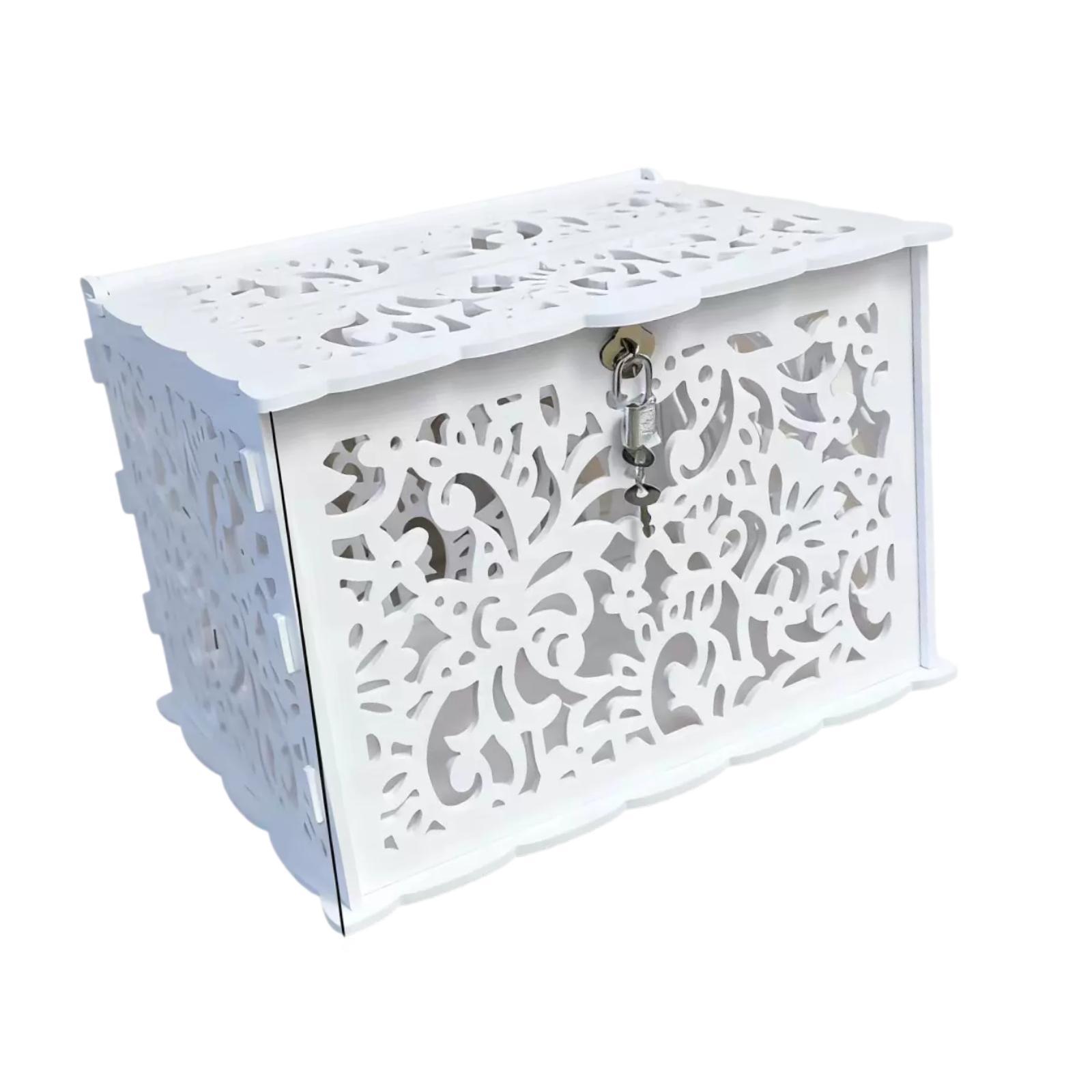 エレガントな白いウェディングカードボックス ロック付き 再利 - Wedding Card Box のレビューと価格