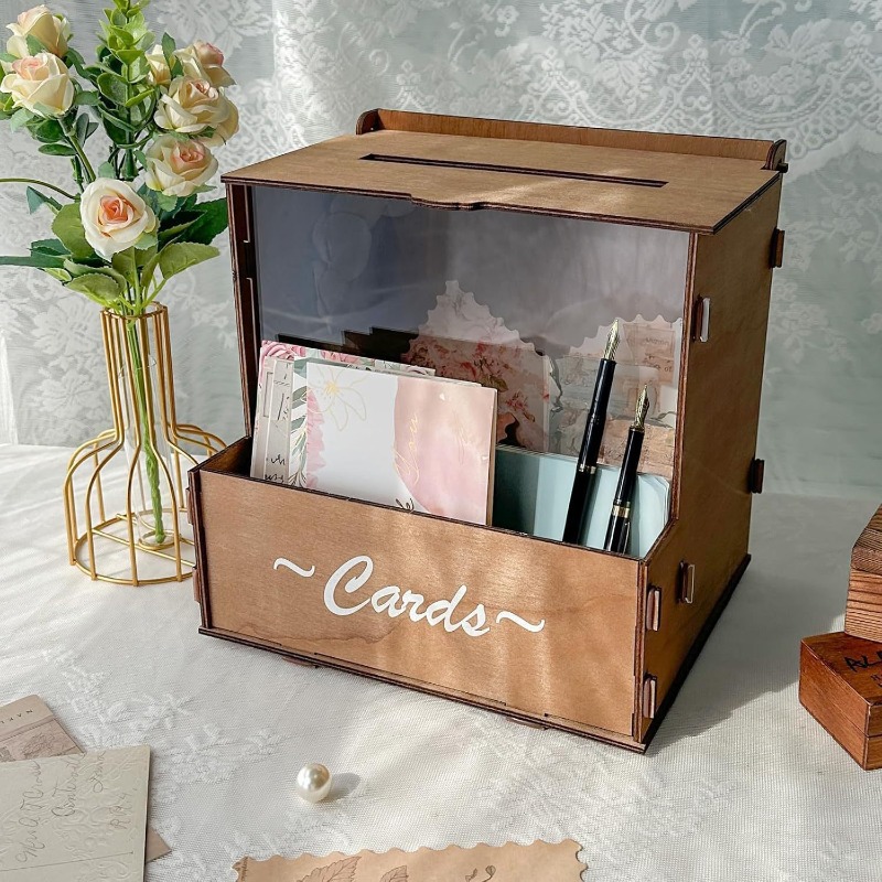 DIY木製ウェディングカードボックス収納オーガナイザー、結婚 - Wedding Card Box のレビューと価格