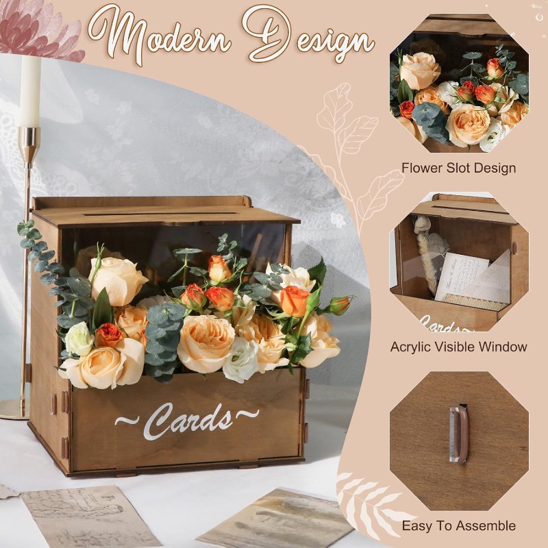 DIY木製ウェディングカードボックス収納オーガナイザー、結婚 - Wedding Card Box のレビューと価格