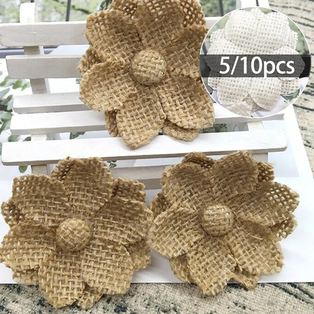 10 個手作り天然ジュート黄麻布ヘシアン花 DIY クラフト - Wedding Supply Rentals のレビューと価格
