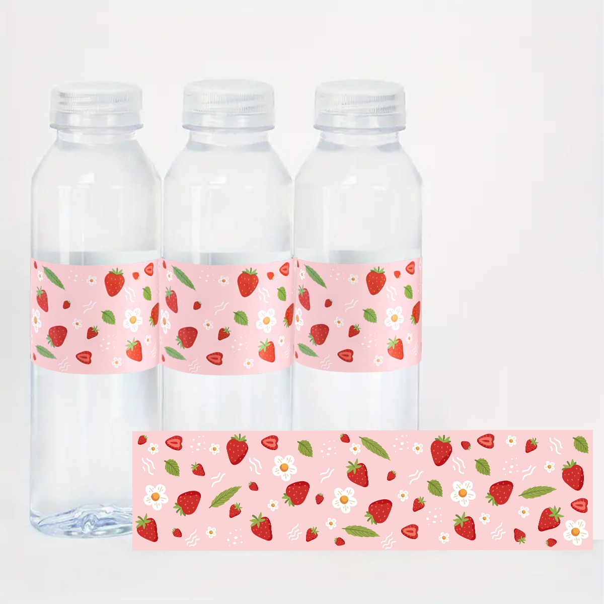 10 個のイチゴウォーターボトルラベルピンクテーマステッカー - Wedding Water Supply のレビューと価格