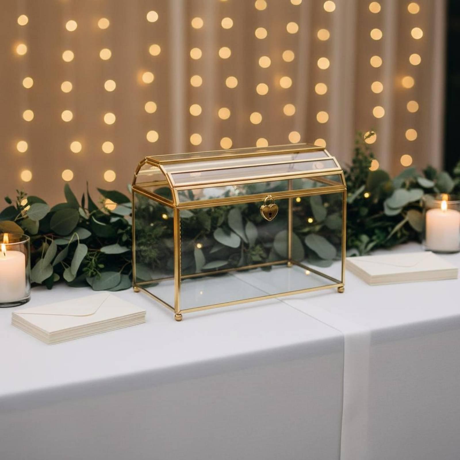 透明カードボックス ウェディングカードケース ゴールドフレー - Wedding Card Box のレビューと価格