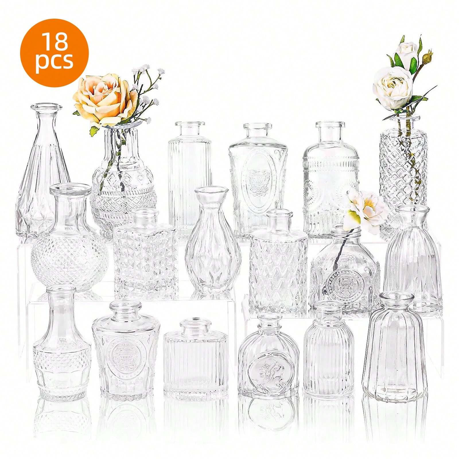 18/36個入りガラス製小花瓶セット、センターピース用小型ミ - Wedding Supply Rentals のレビューと価格