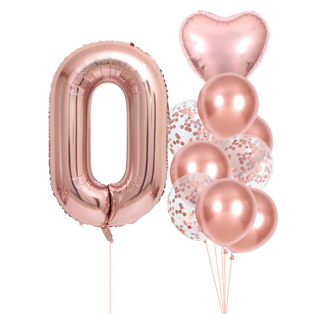 40インチ 0-9 ローズゴールド数字バルーンセット 誕生日 - Wedding Ceremony Supply のレビューと価格