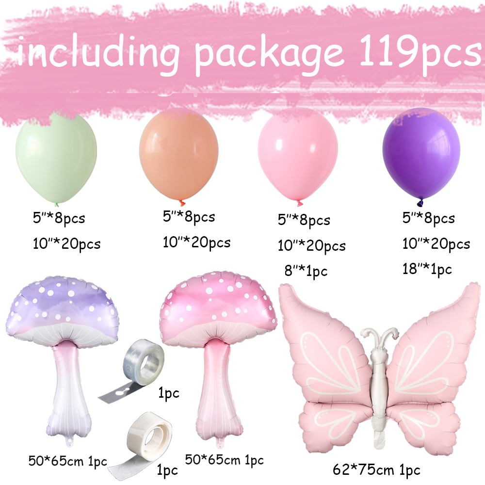 キノコ蝶バルーンガーランドアーチキット ピンクパープルラテッ - Wedding Supply Kit のレビューと価格