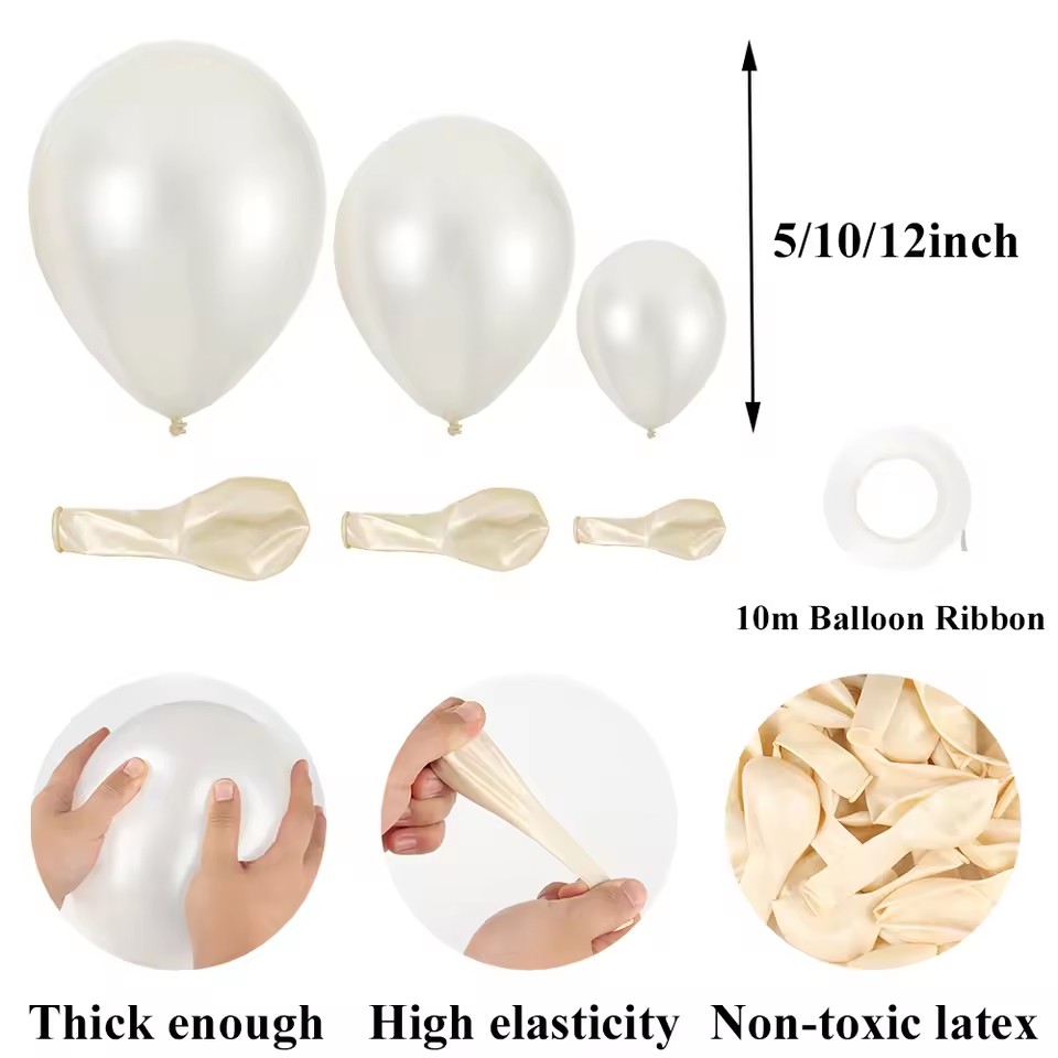 21 個真珠光沢のある白い風船 5/10/12 インチラテッ - Confetti Balloon Set のレビューと価格