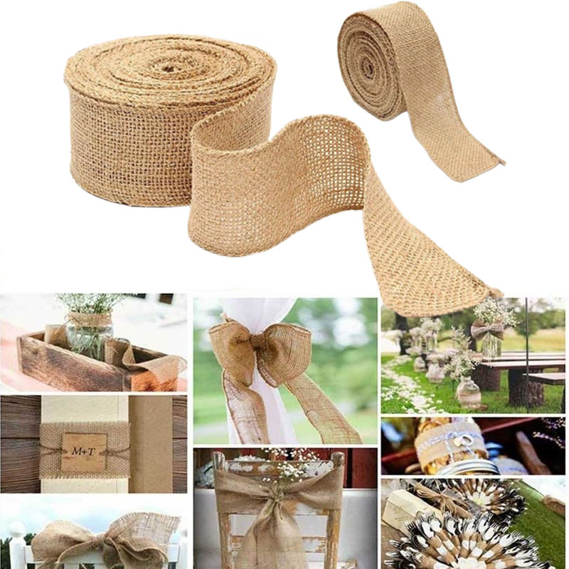 天然ジュート黄麻布リボン,ロールあたり2m,工芸品,素朴なヴ - Wedding Supply Rentals のレビューと価格