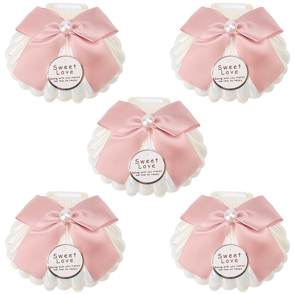 5個入り 貝殻型プラスチックボックス リボン付き ピンク 7 - Wedding Packaging のレビューと価格