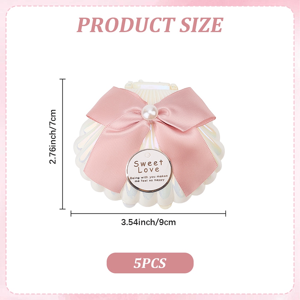 5個入り 貝殻型プラスチックボックス リボン付き ピンク 7 - Wedding Packaging のレビューと価格