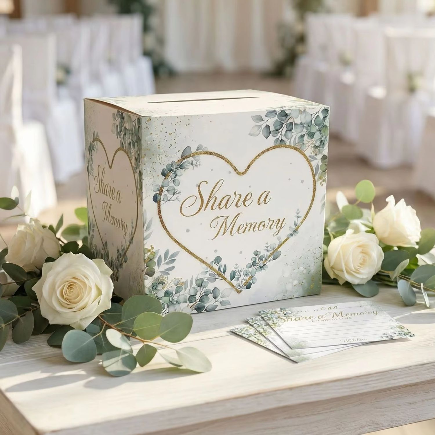 白い花柄のウェディングカードボックス、ブライダルベビーシャワ - Wedding Card Box のレビューと価格