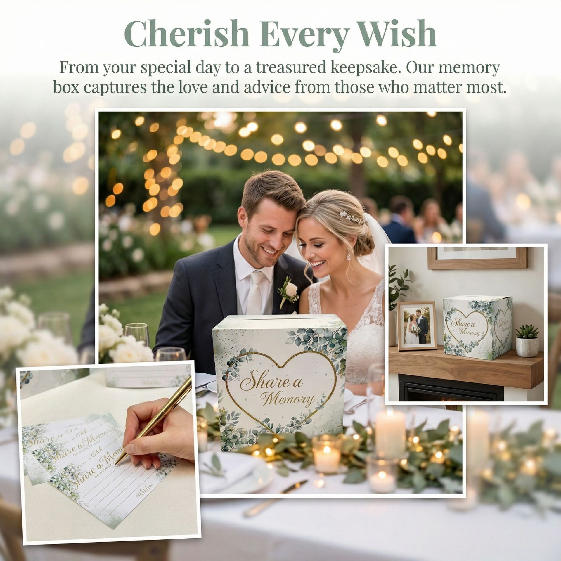 白い花柄のウェディングカードボックス、ブライダルベビーシャワ - Wedding Card Box のレビューと価格