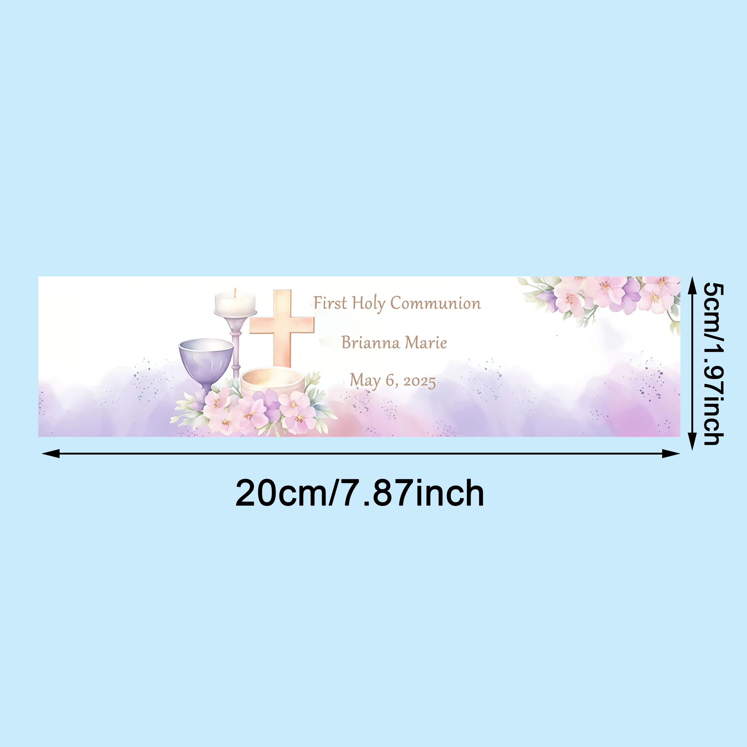 カスタム初聖体拝領用ウォーターボトルステッカー、シンプルな花 - Wedding Packaging のレビューと価格