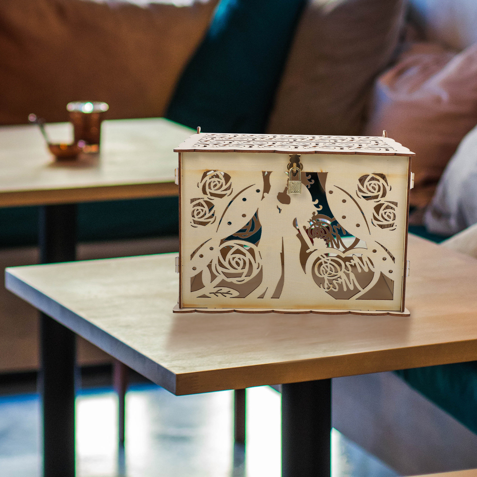 中空の素朴な木製結婚式のカードボックス、レセプションのゲスト - Wedding Card Box のレビューと価格