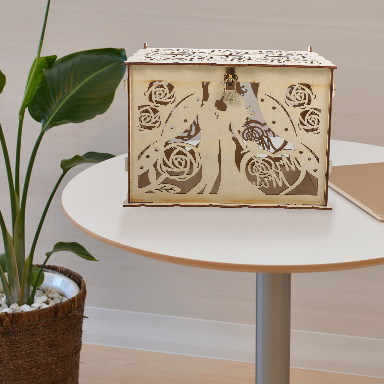 中空の素朴な木製結婚式のカードボックス、レセプションのゲスト - Wedding Card Box のレビューと価格