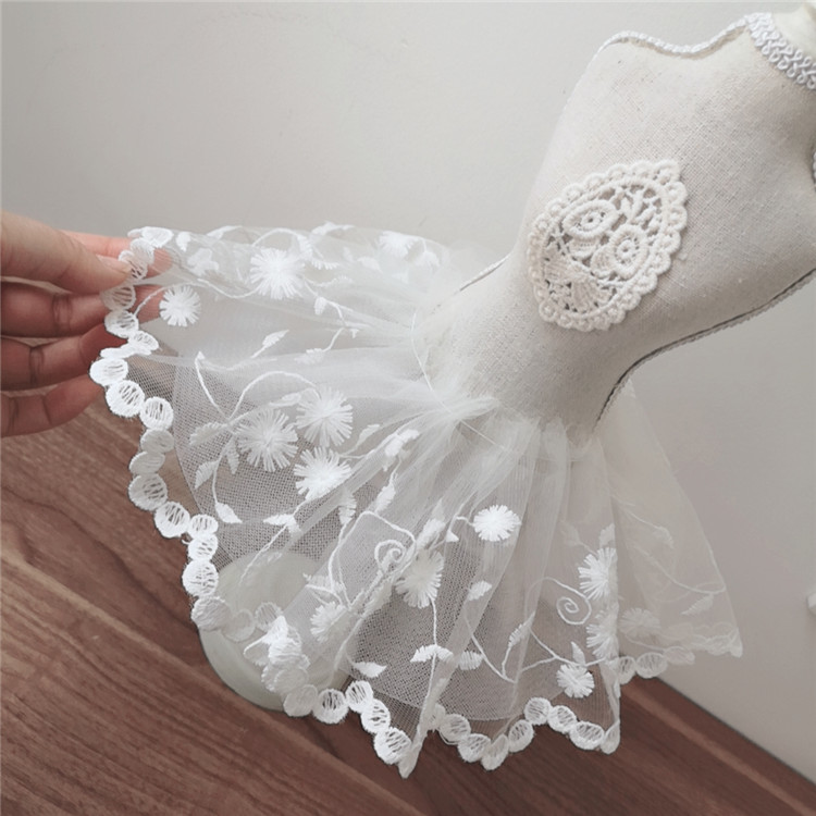白いチュールメッシュ,幅12cm,3dフラワーレース刺繍生地 - Wedding Water Supply のレビューと価格