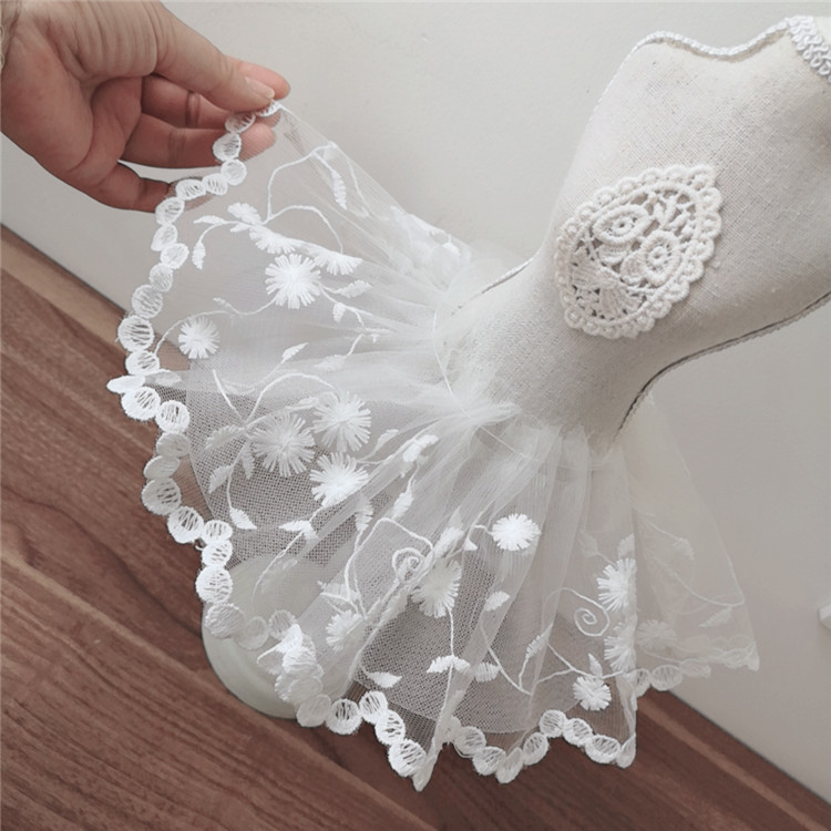 白いチュールメッシュ,幅12cm,3dフラワーレース刺繍生地 - Wedding Water Supply のレビューと価格