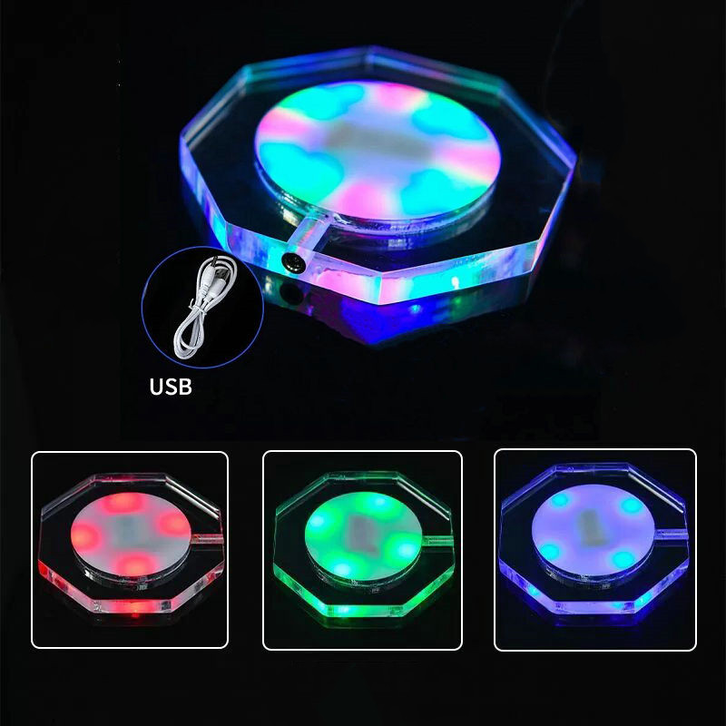 USB充電式LEDカクテルコースターアクリルドリンクコースタ - Wedding Fountain のレビューと価格