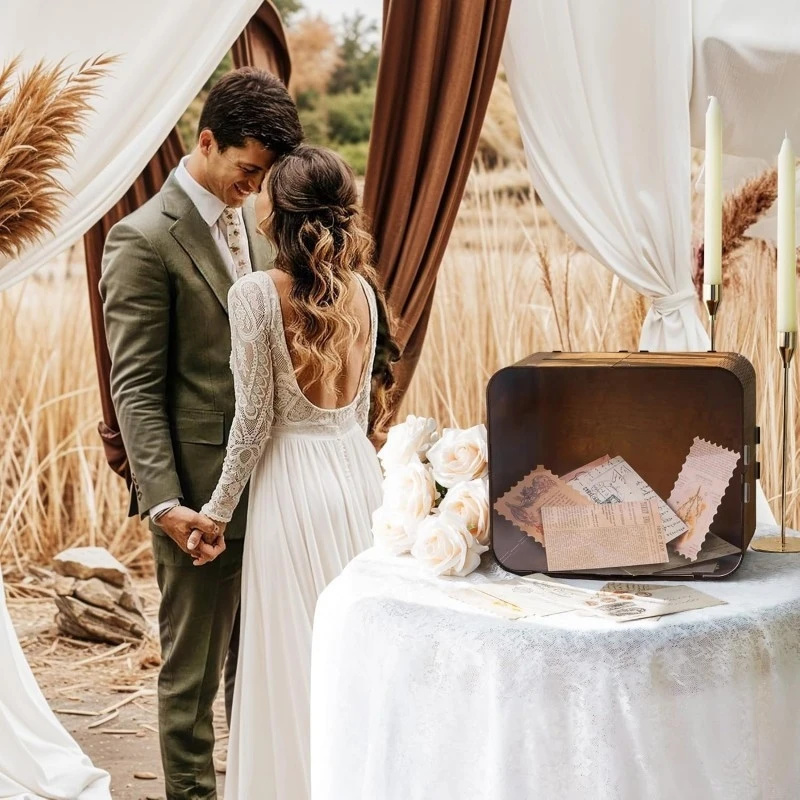 木製ウェディングカードボックス アクリル窓付き 素朴なDIY - Wedding Card Box のレビューと価格
