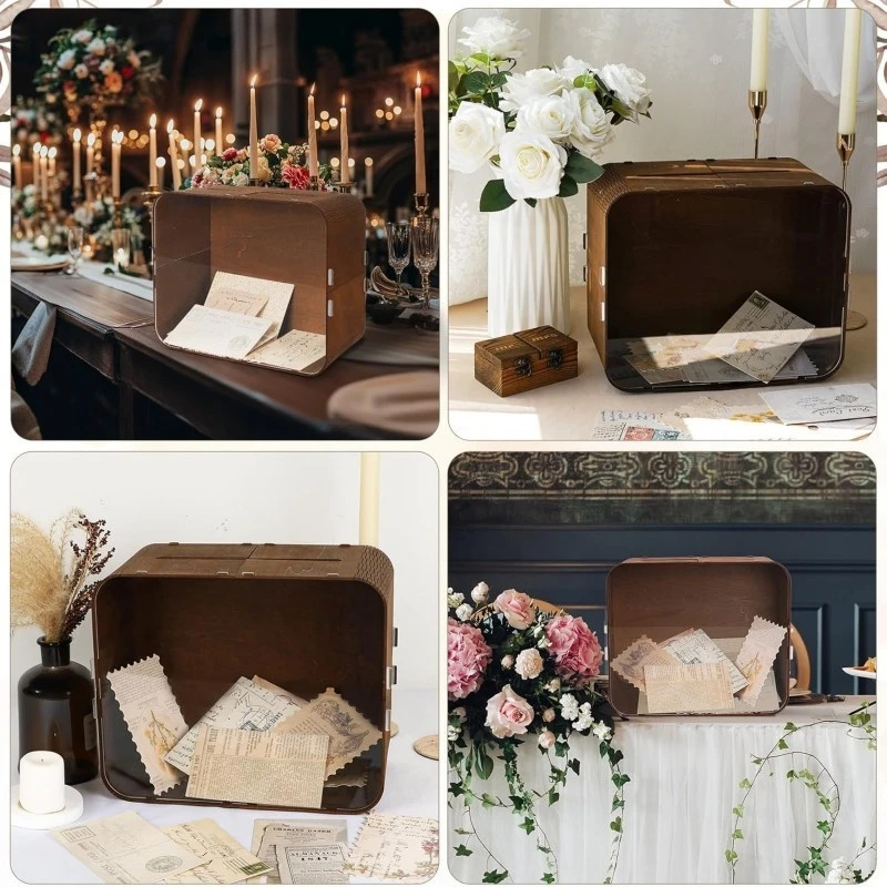 木製ウェディングカードボックス アクリル窓付き 素朴なDIY - Wedding Card Box のレビューと価格