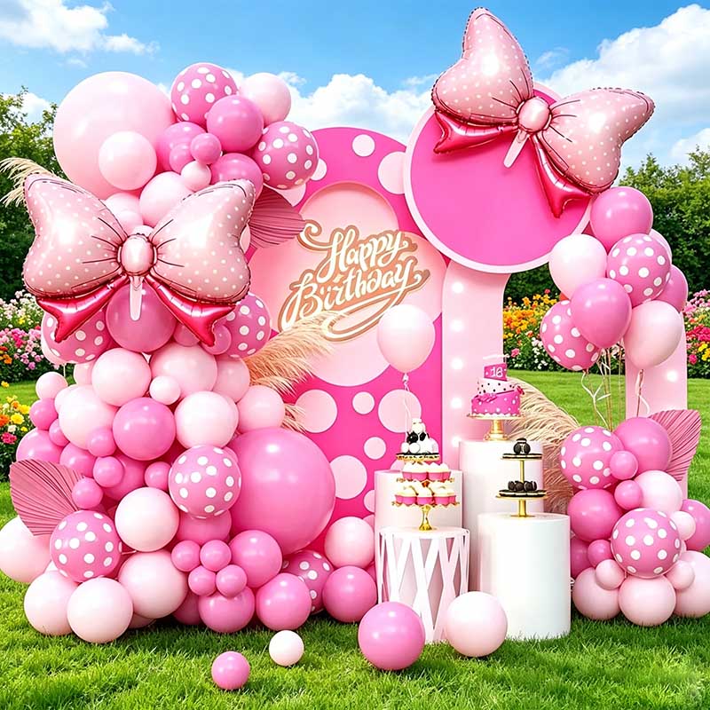 99個入り ピンクのリボン付きミニー箔風船ガーランドアーチキ - Wedding Supply Kit のレビューと価格