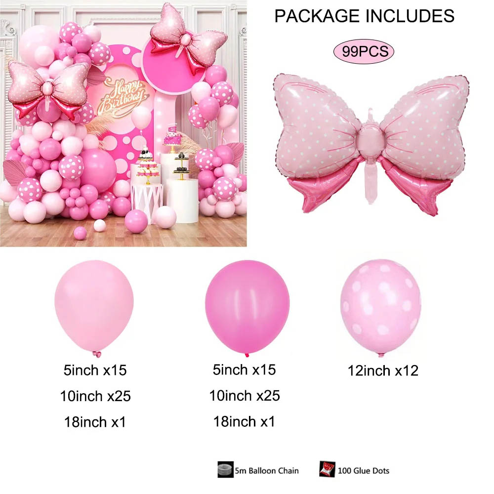 99個入り ピンクのリボン付きミニー箔風船ガーランドアーチキ - Wedding Supply Kit のレビューと価格