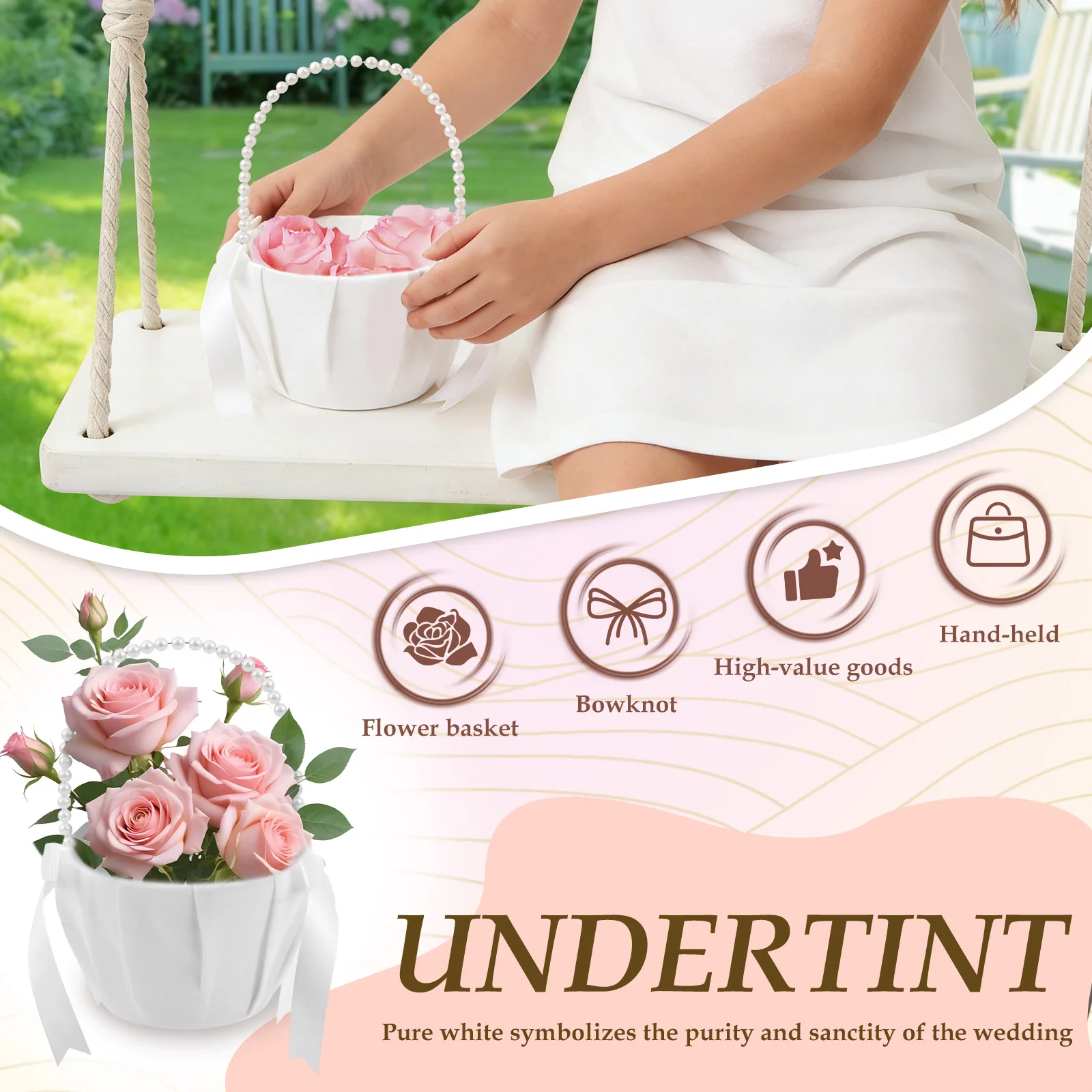 2個セット ウェディングフラワーガールバスケット 蝶結びサテ - Wedding Ceremony Supply のレビューと価格