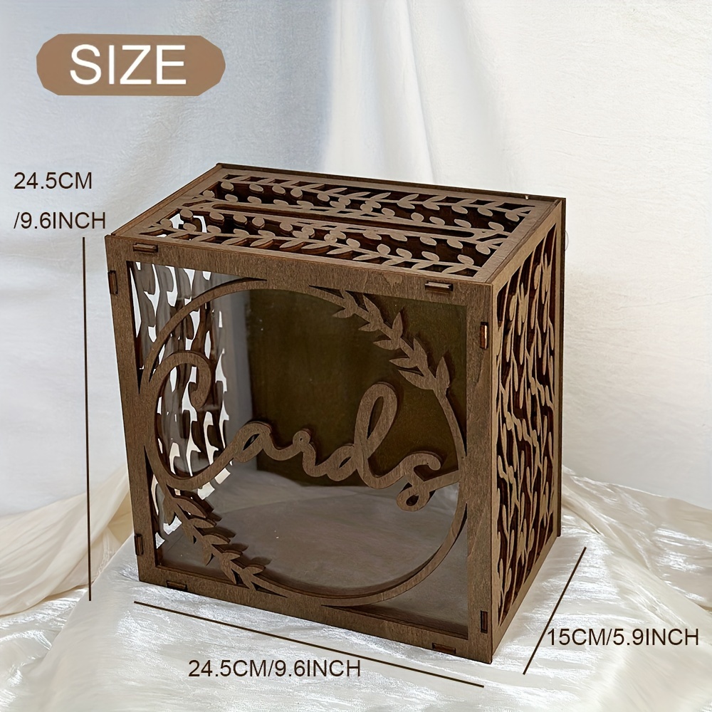 1個入り ブラウン木製ウェディングカードボックス、ブライダル - Wedding Card Box のレビューと価格