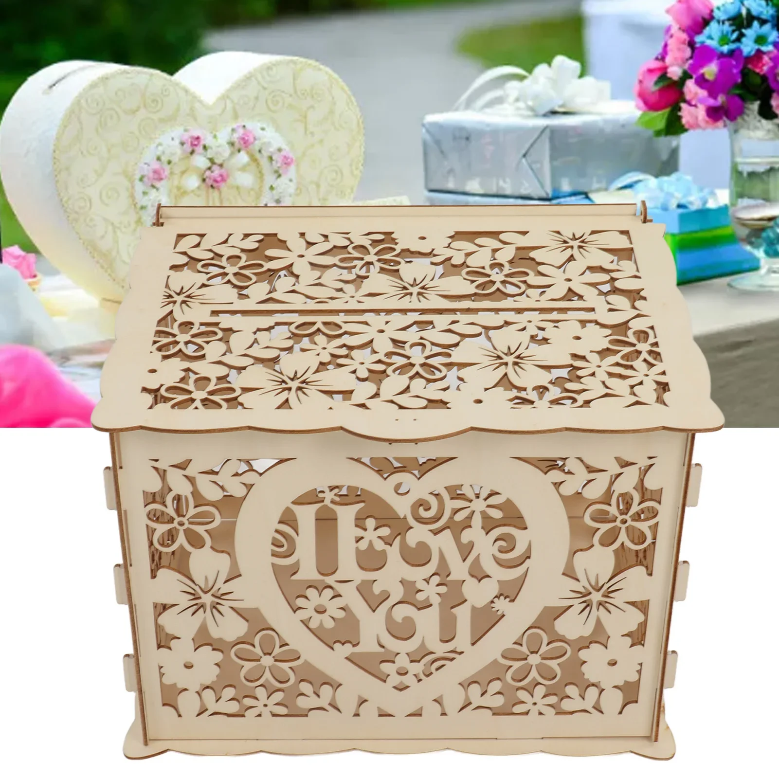 DIY-木製ギフトボックス,カードケース,結婚式のレセプショ - Wedding Card Box のレビューと価格