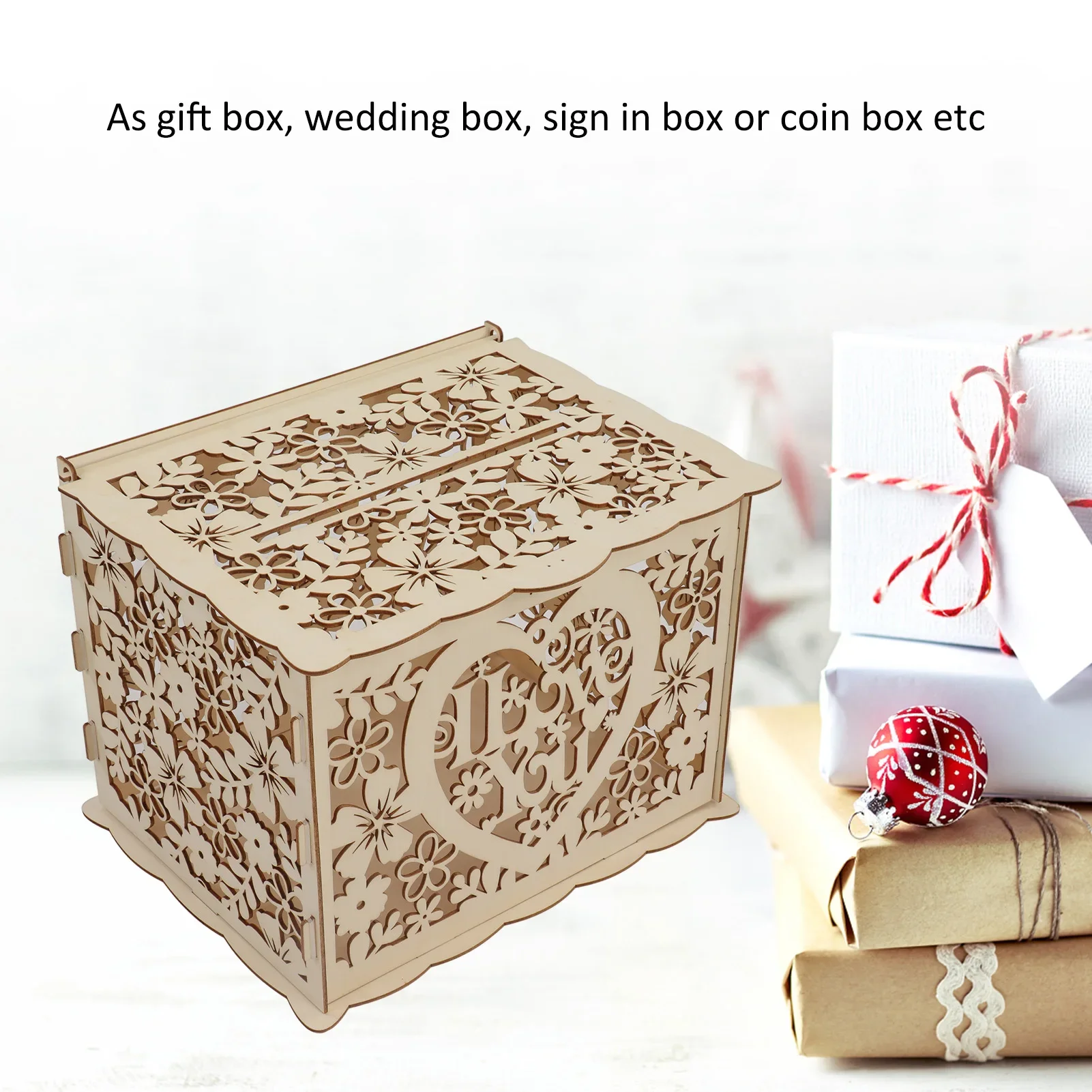 DIY-木製ギフトボックス,カードケース,結婚式のレセプショ - Wedding Card Box のレビューと価格