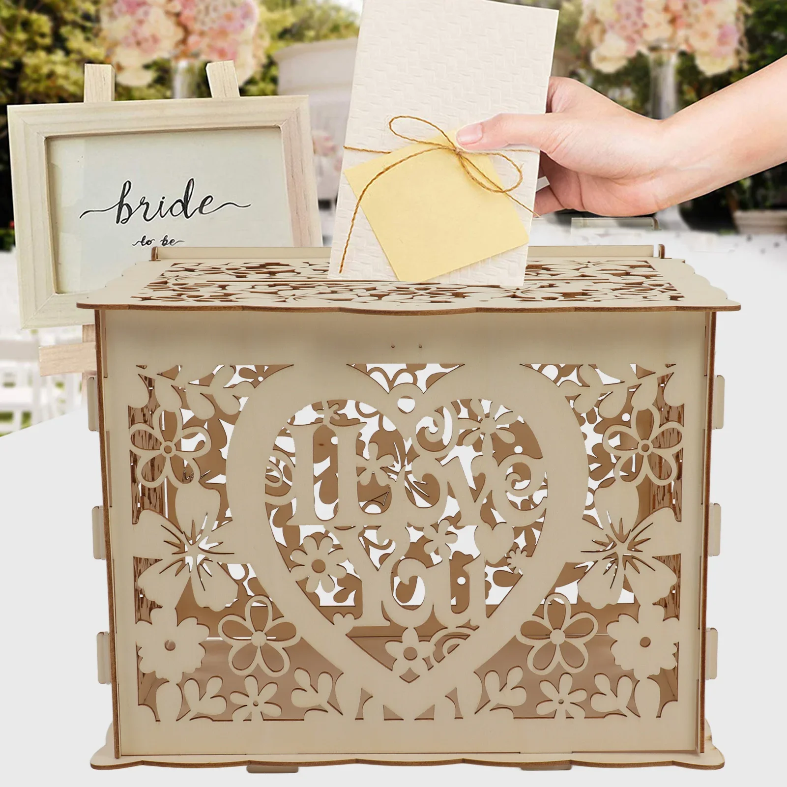 DIY-木製ギフトボックス,カードケース,結婚式のレセプショ - Wedding Card Box のレビューと価格
