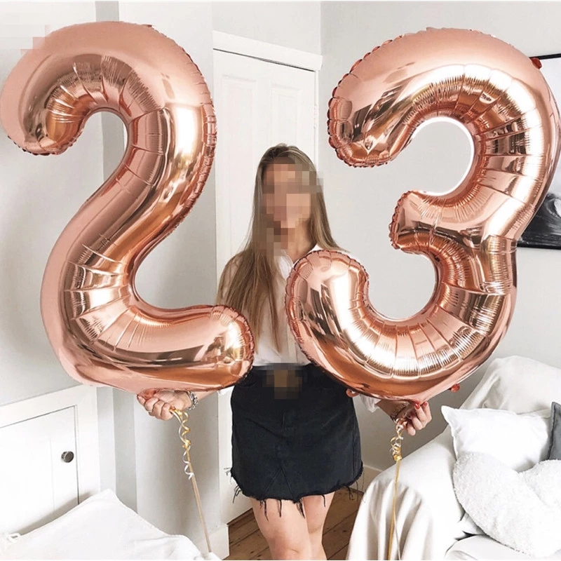 30 40 インチ誕生日番号バルーンビッグローズゴールドシル - Confetti Balloon Set のレビューと価格