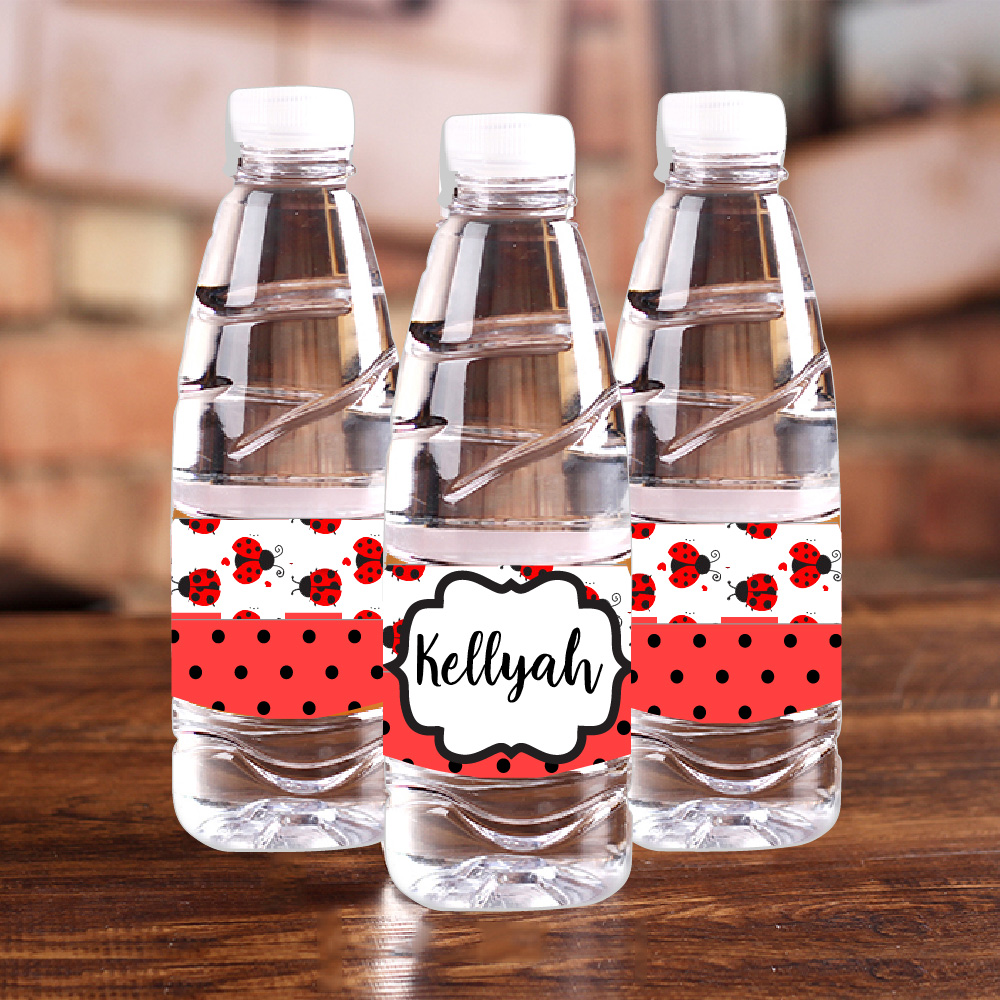家庭用のパーソナライズされた水玉模様の水彩ラベル,ワインネー - Wedding Water Supply のレビューと価格