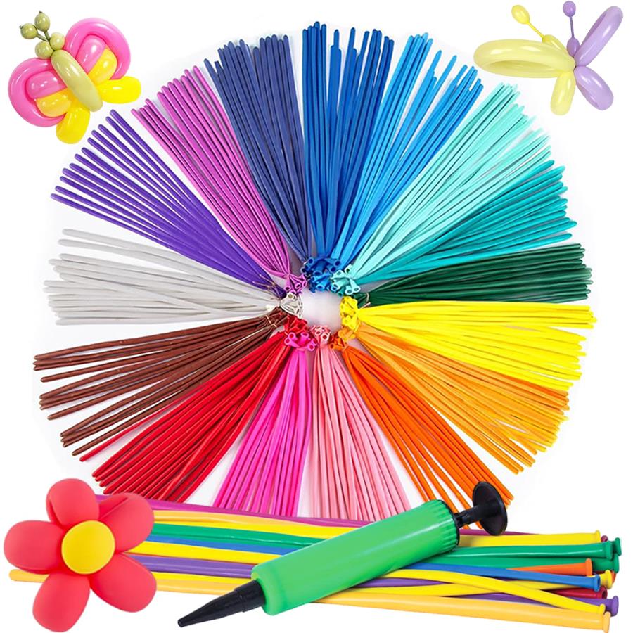 101/201個のロングストリップバルーンと手動ポンプセット - Confetti Balloon Set のレビューと価格